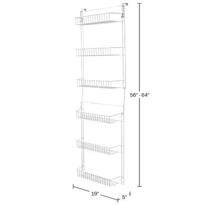 over the Door Organizer - 6-Tier Adjustable Pantry Shelves and Rack for Kitchen Organization, White